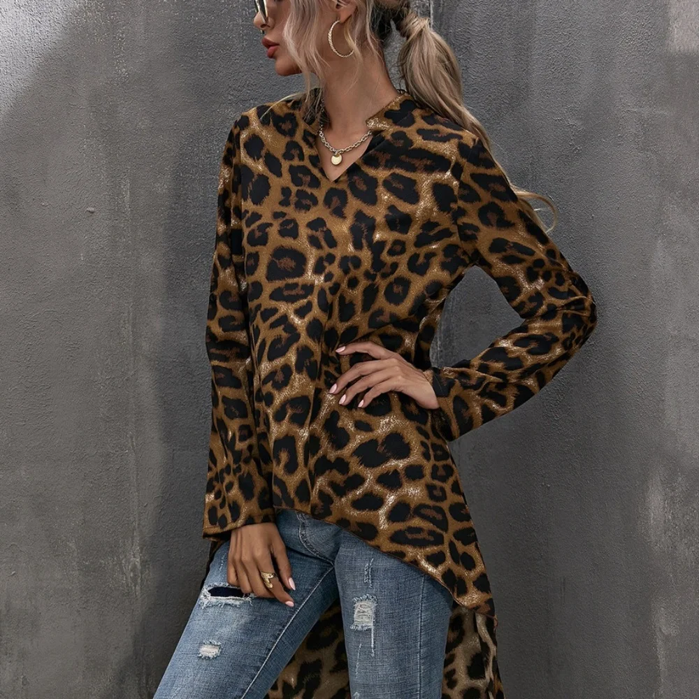 Khaki leopard Print High Low Tunic Top - Picture 3 of 9